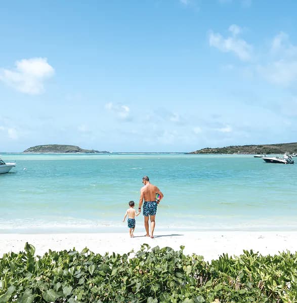 Family on tropical beach
